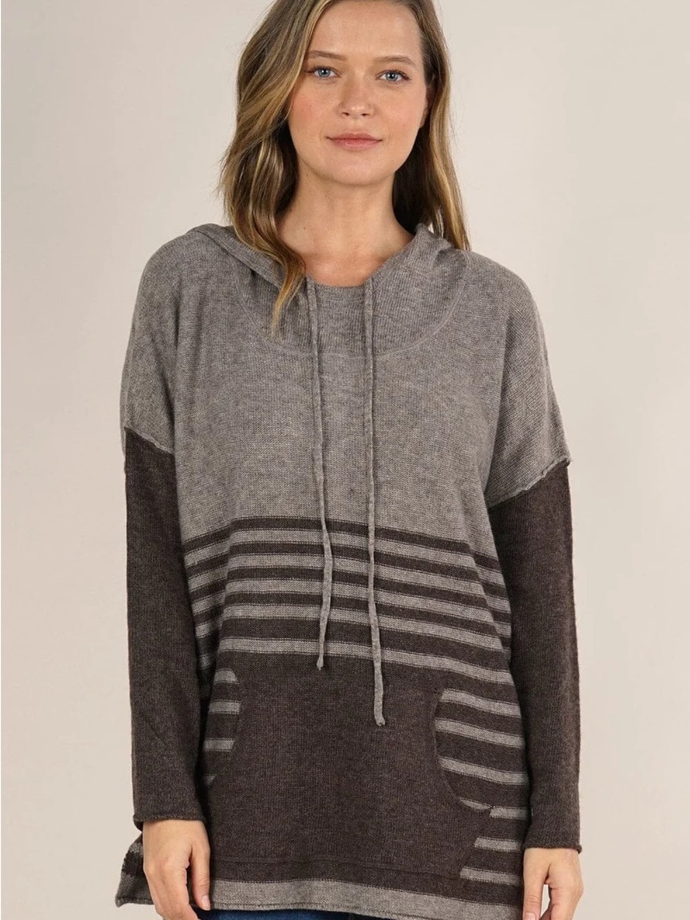 Love Stitch Striped Knit Sweater Cozy Casual Pullover Soft Lightweight Boho Chic